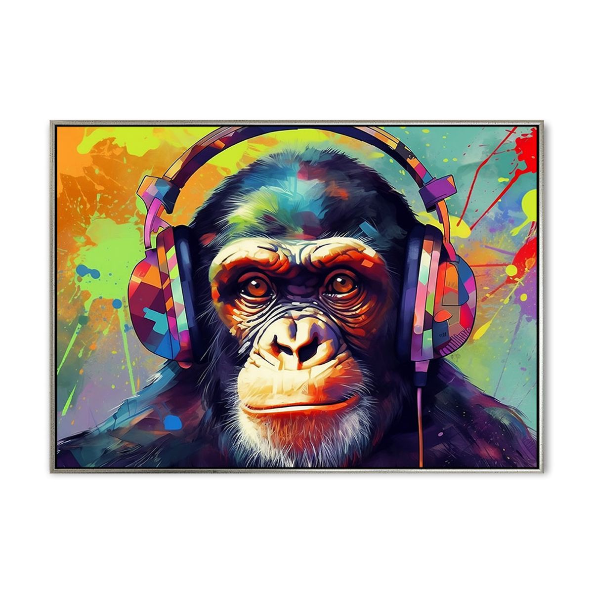 DJ Chimp 01 - 70x100 cm - Sølv svæveramme