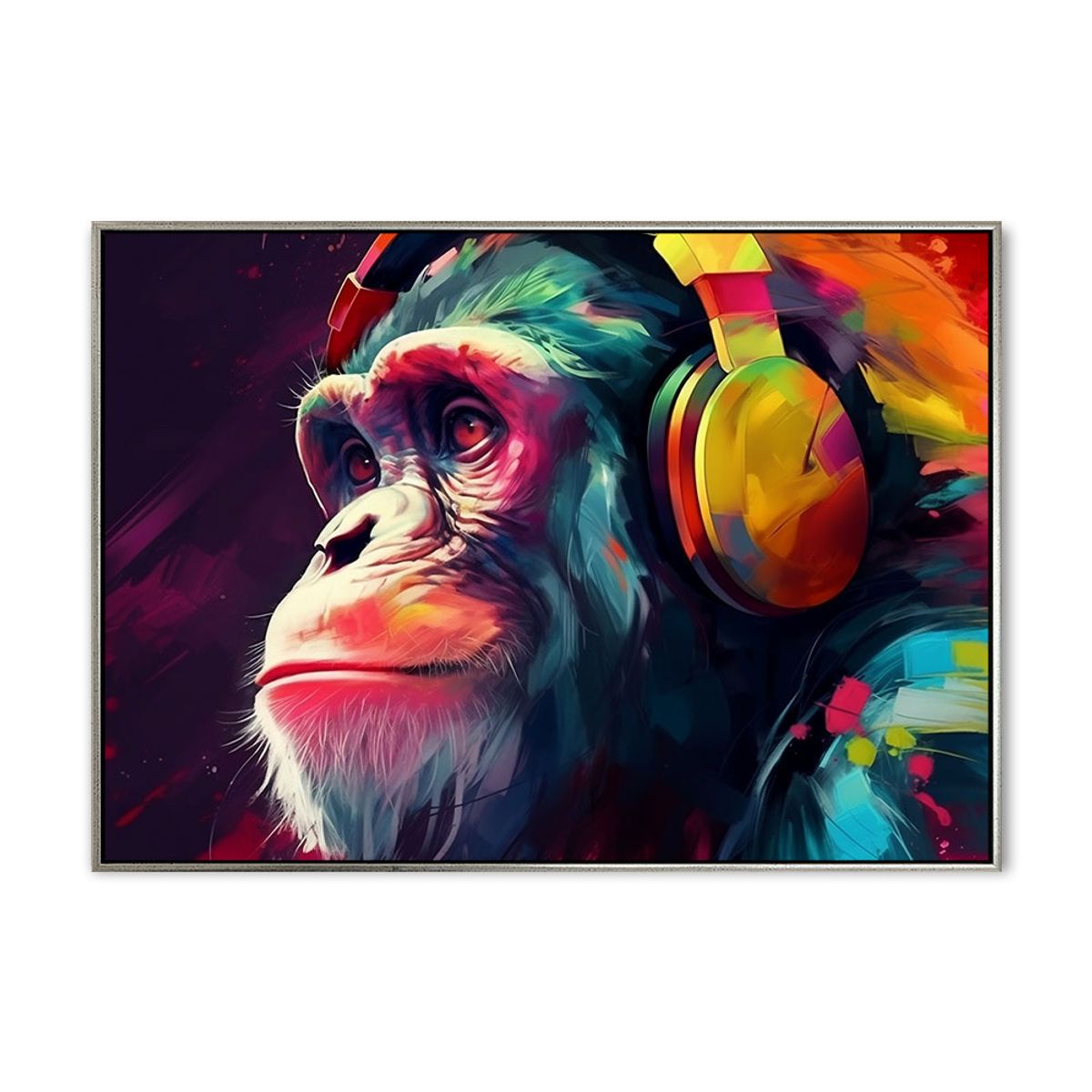 DJ Chimp 02 - 70x100 cm - Sølv svæveramme