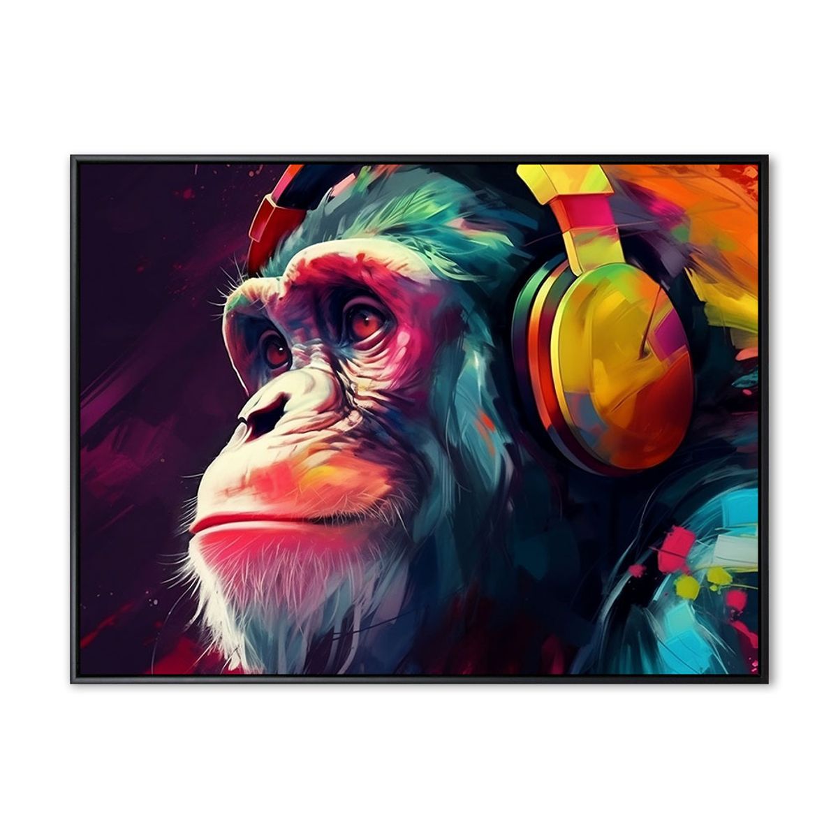 DJ Chimp 02 - 90x120 cm - Sort svæveramme