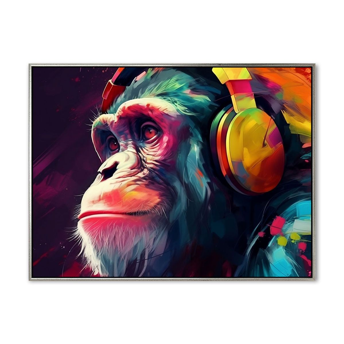 DJ Chimp 02 - 90x120 cm - Sølv svæveramme