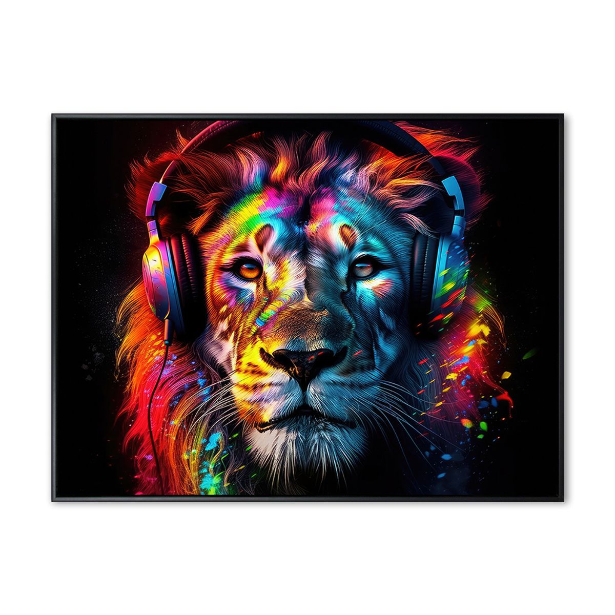 DJ Lion - 70x100 cm - Sort svæveramme