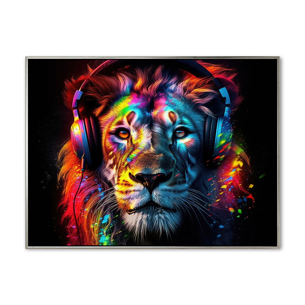 DJ Lion - 70x100 cm - Sølv svæveramme