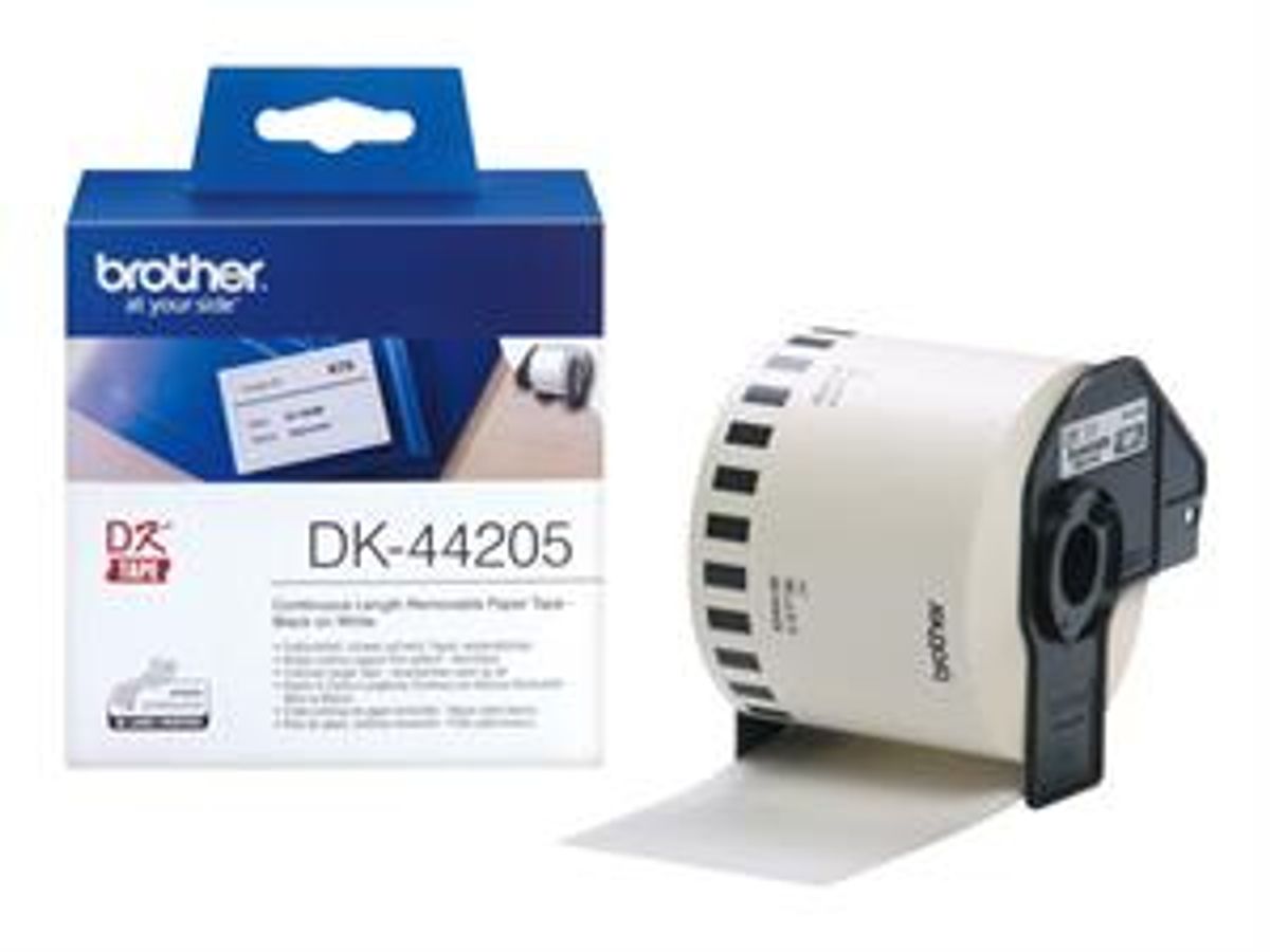 DK44205 Brother 62mm papirtape - hvid - aftagelig (30,48m)