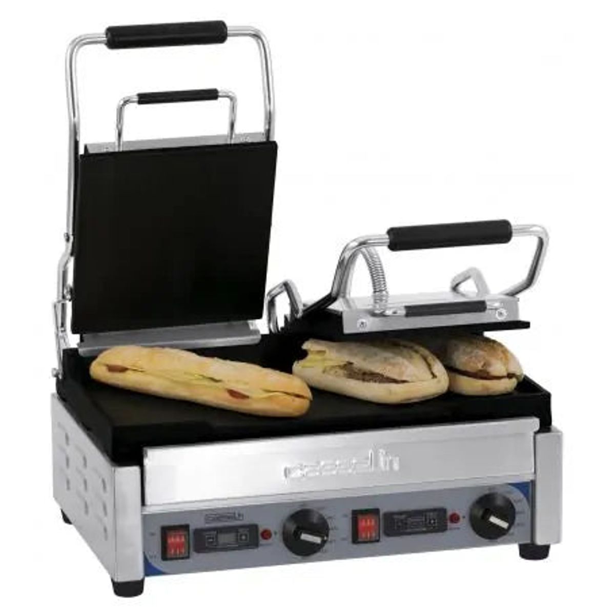 Dobbelt klemgrill / panini - Glat - Med timer