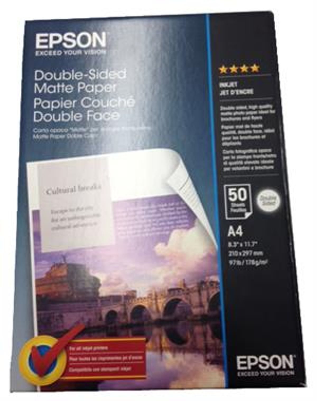 Dobbelt sidet mat foto papir A4 - Epson-178gr. - 50 ark