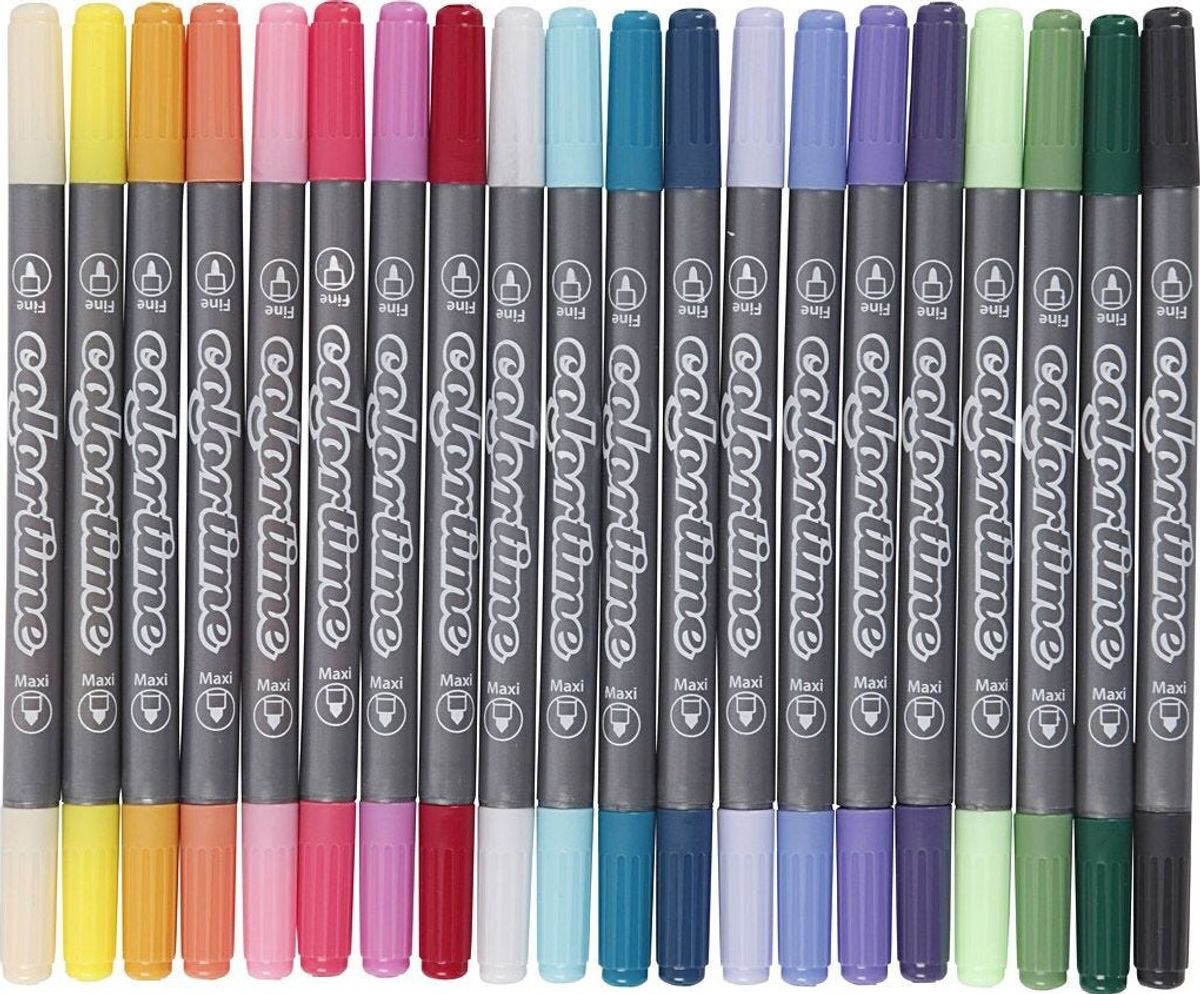 Dobbelt Tusser - Colortime - 20 Farver