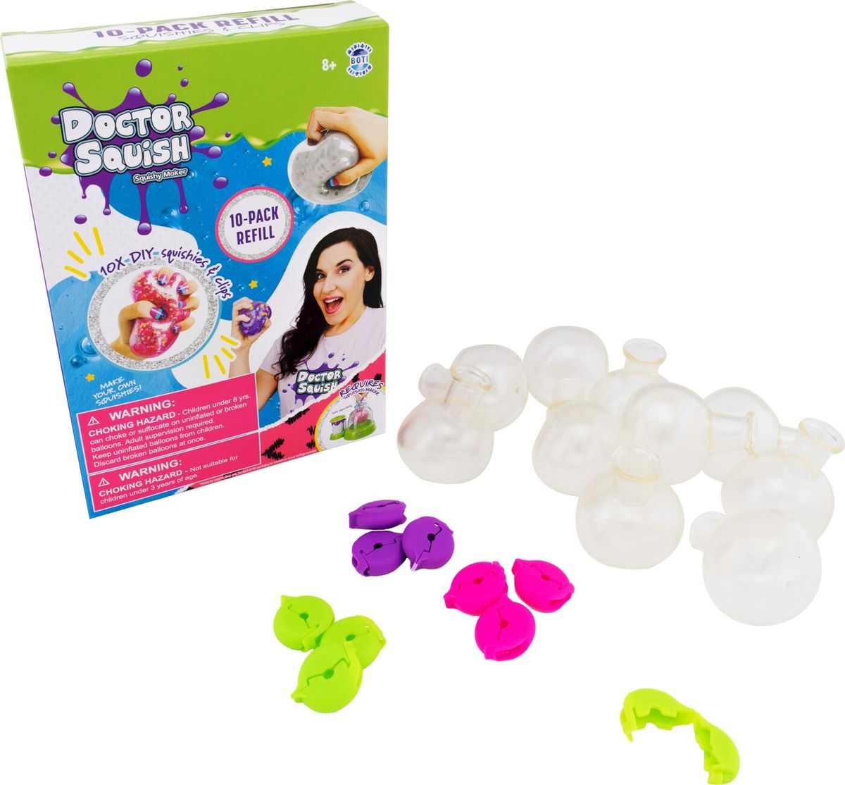 Doctor Squish - Squishy Maker Refill Pakke - 10 Balloner Og Klips