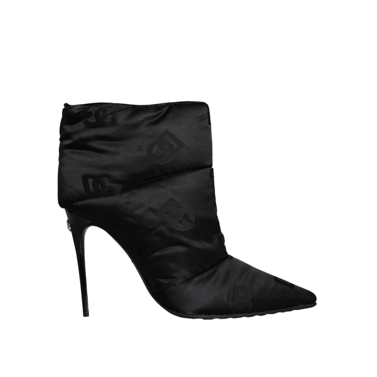 Dolce & Gabbana Black DG Logo Padded Heels Ankle Boots Shoes