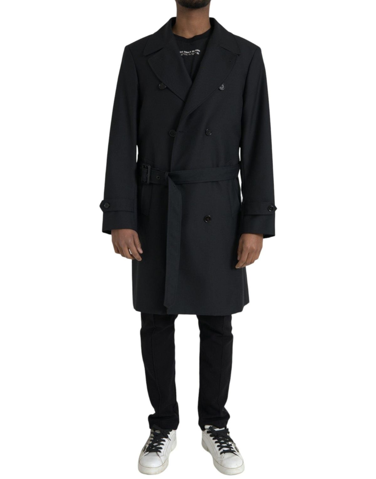 Dolce & Gabbana Black Double Breasted Trench Coat Jacket