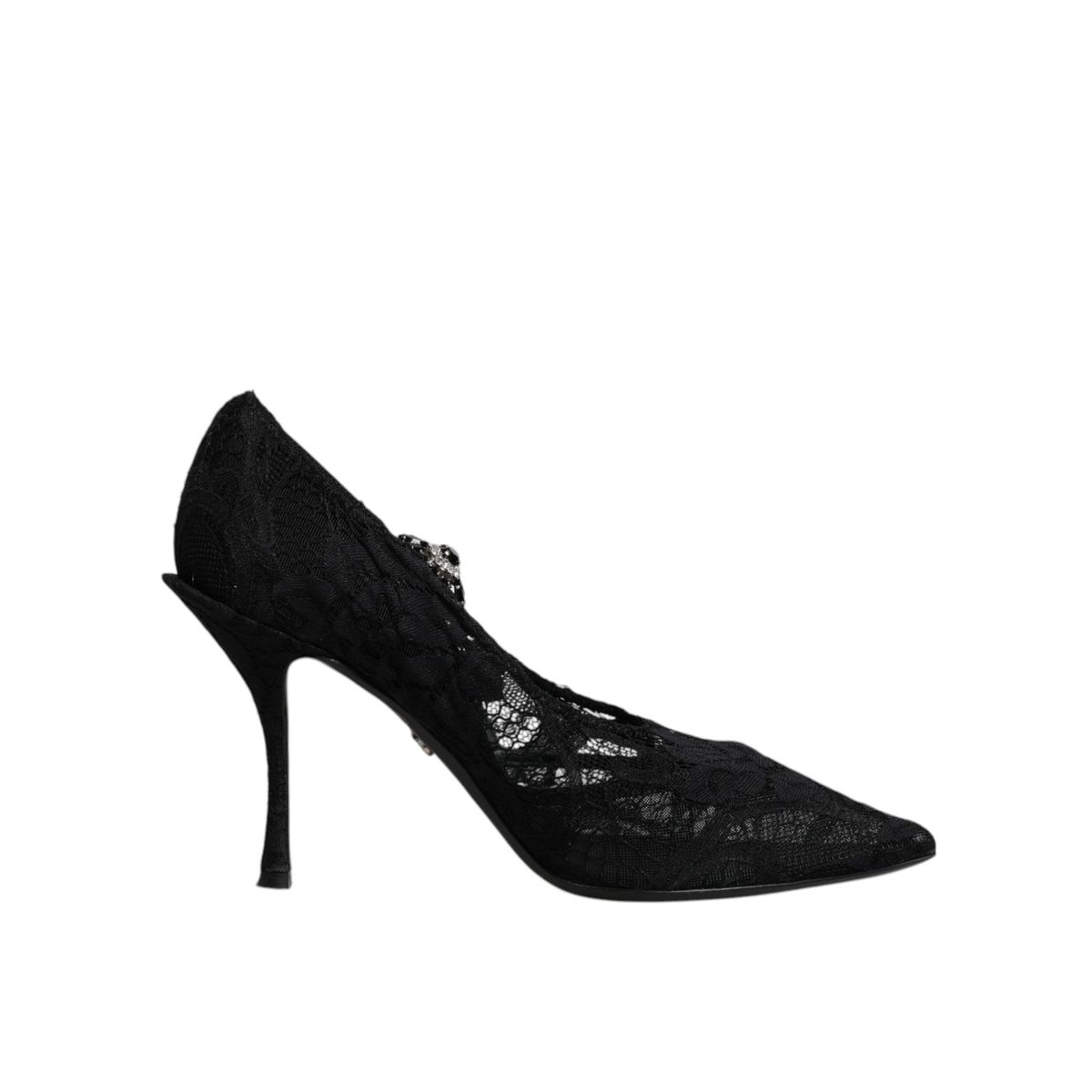 Dolce & Gabbana Black Lace Crystals Mary Jane Pumps Shoes