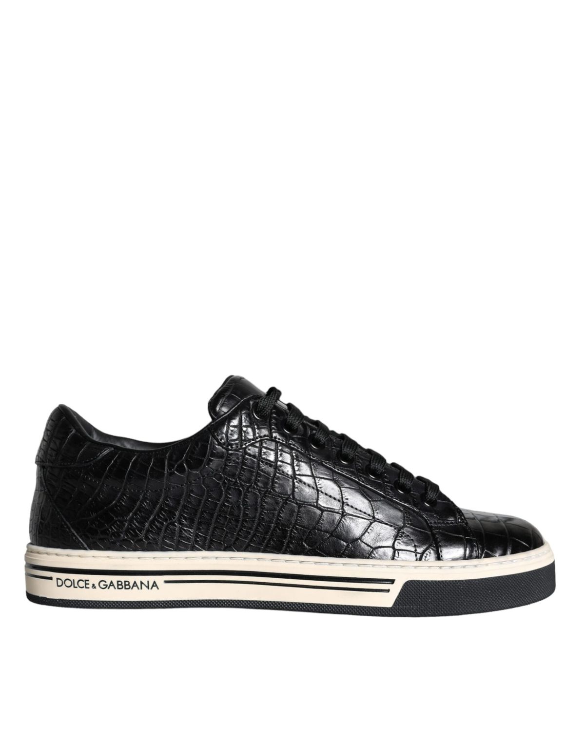 Dolce & Gabbana Black Leather Herre Low Top Sneakers Sko