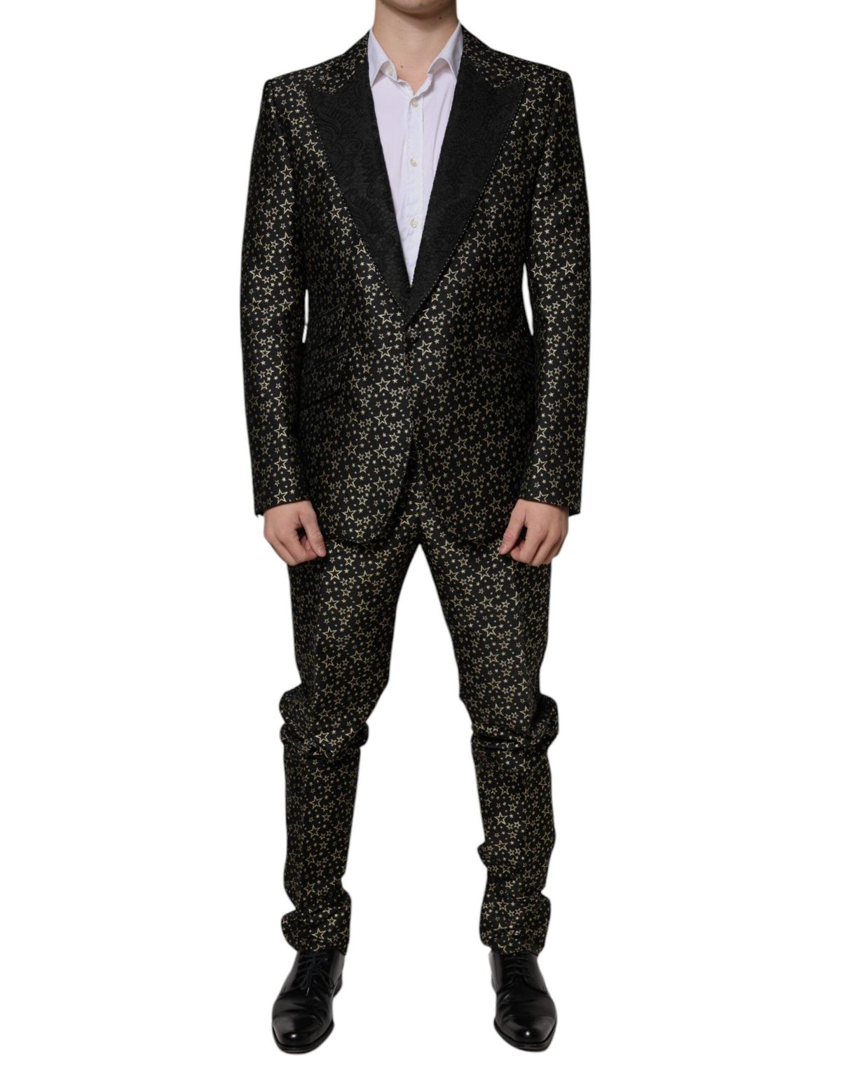 Dolce & Gabbana Black Stars Jacquard SICILIA 2 Piece Suit