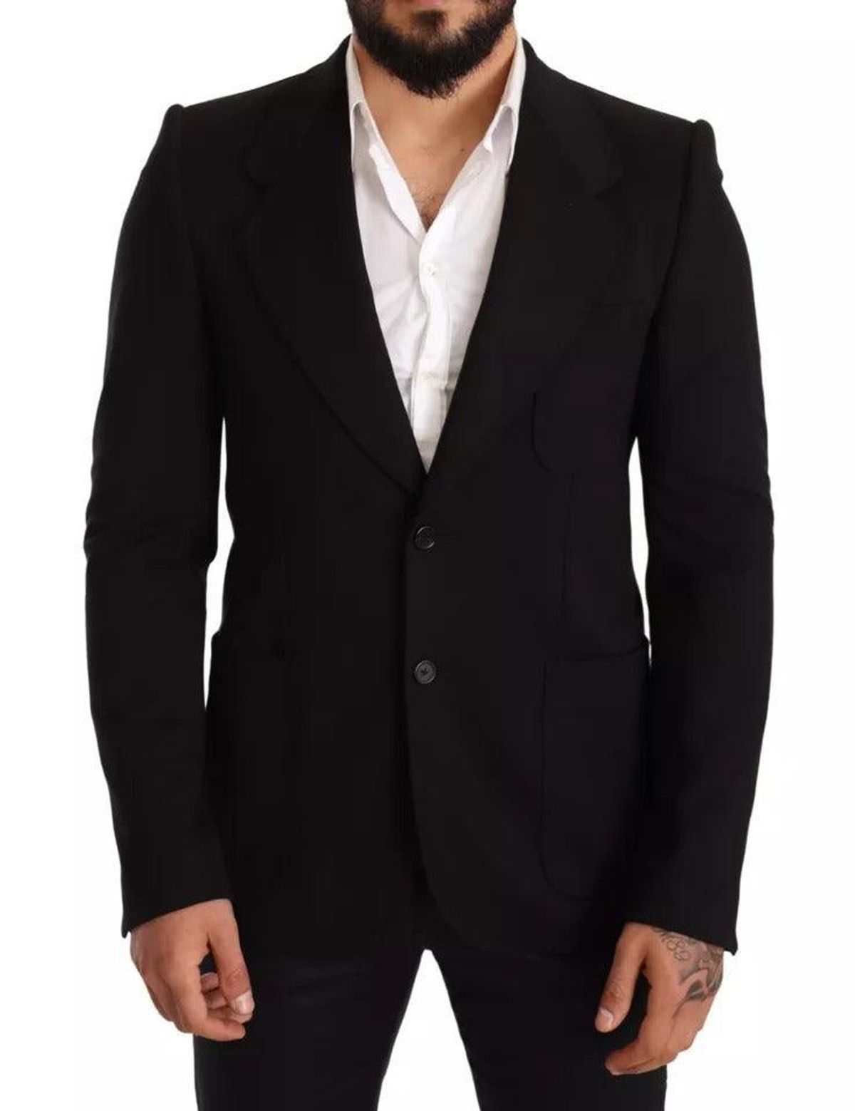 Dolce & Gabbana Black Wool Slim Fit Coat Jacket Blazer