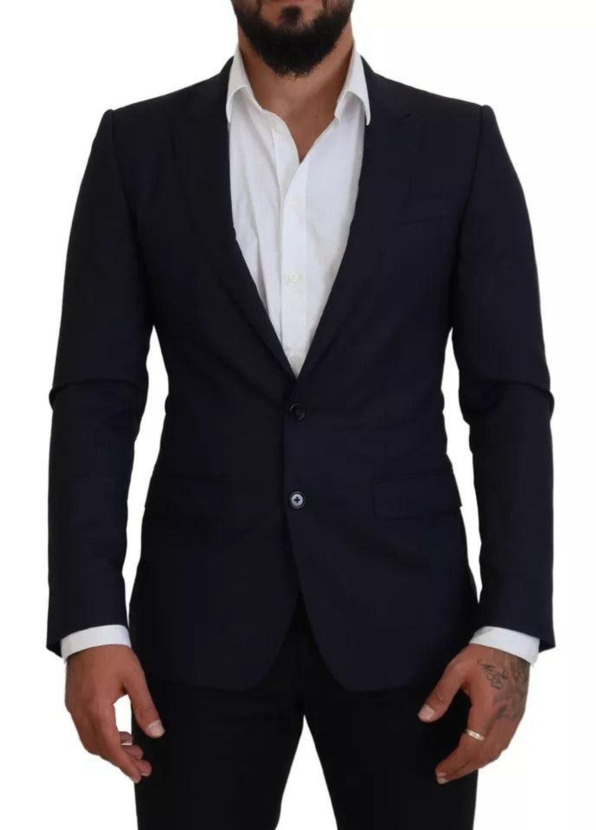 Dolce & Gabbana Blue Wool Slim Fit Formal Coat Herre Blazer