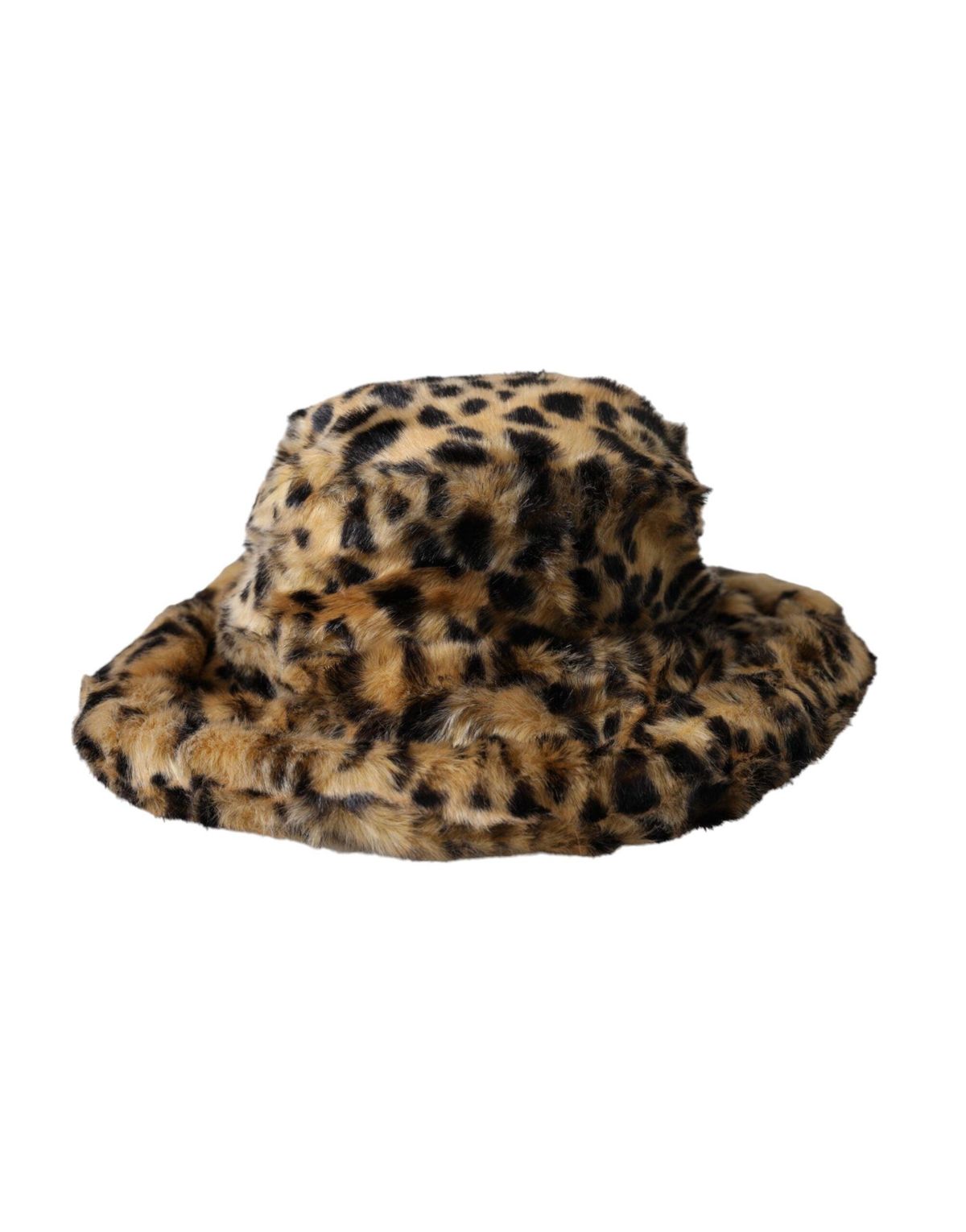 Dolce & Gabbana Brown Leopard Fur Dame Bucket Hat