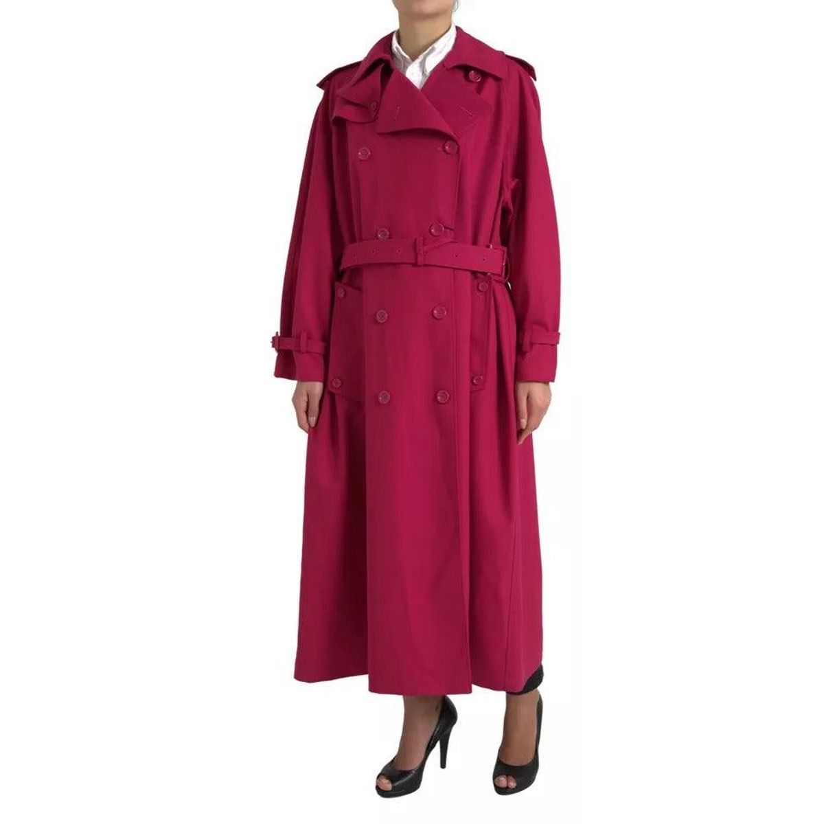 Dolce & Gabbana Dark Pink Double Breasted Trench Coat Jacket