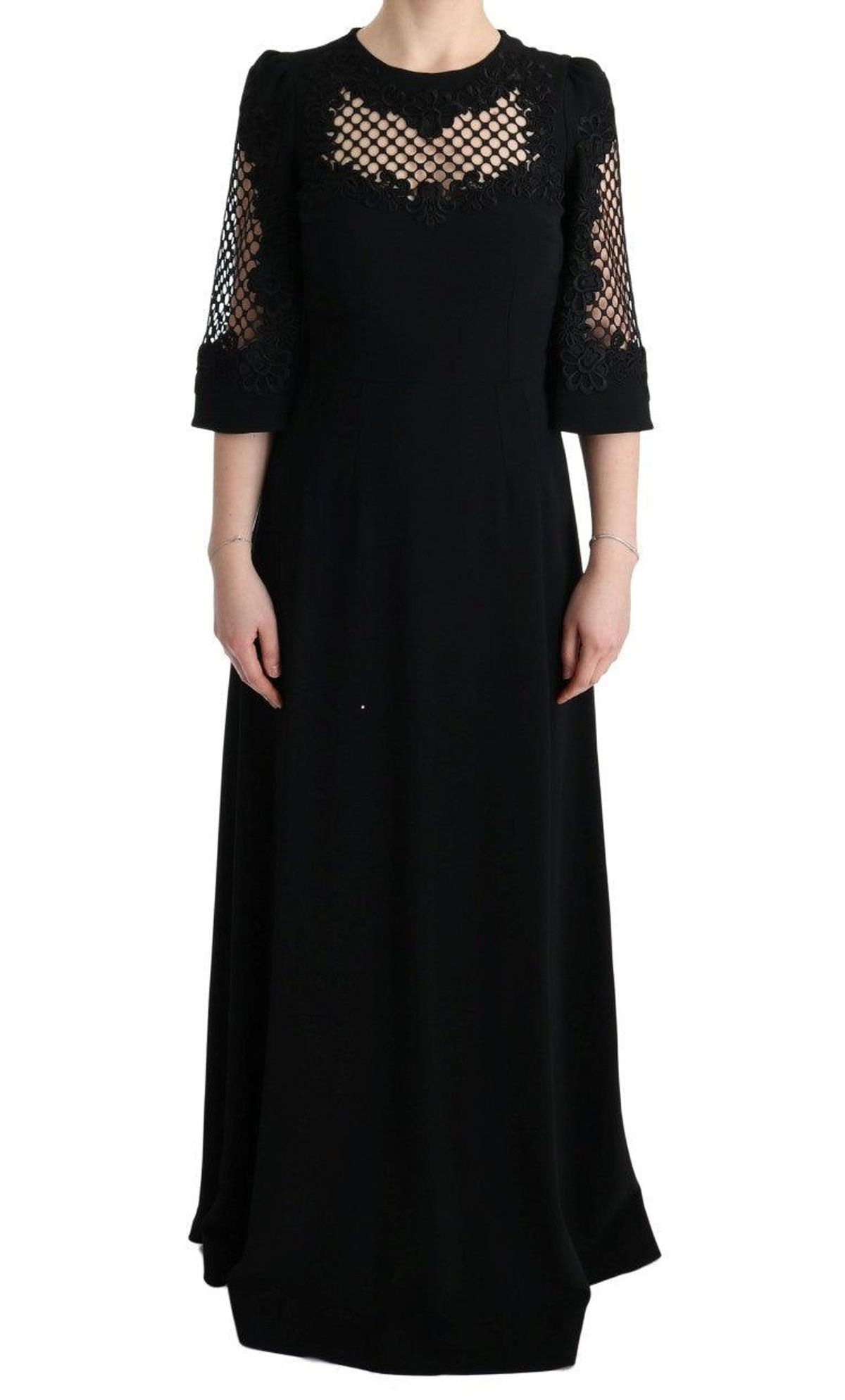 Dolce & Gabbana Elegant Black Floral Maxi Dress