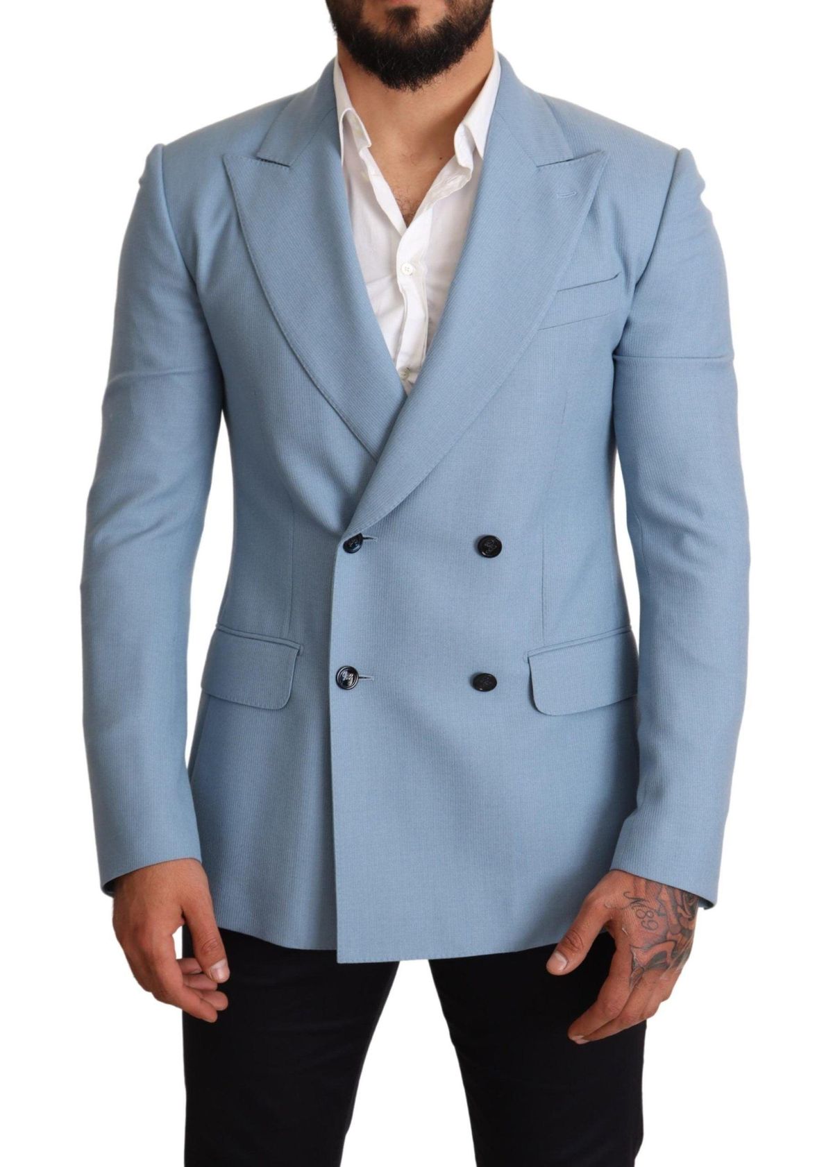 Dolce & Gabbana Elegant Blue Cashmere-Silk Herre Blazer