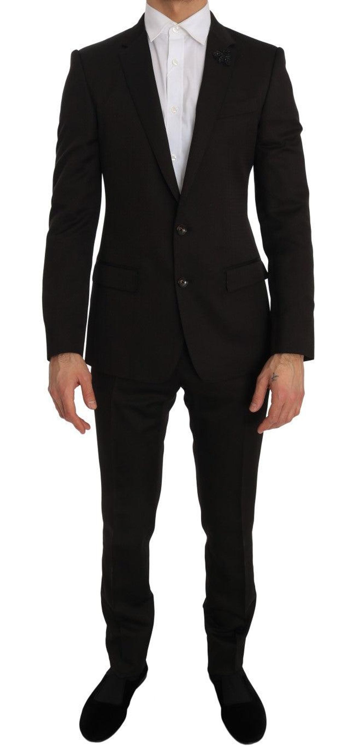 Dolce & Gabbana Elegant Brown Jacquard Martini Suit