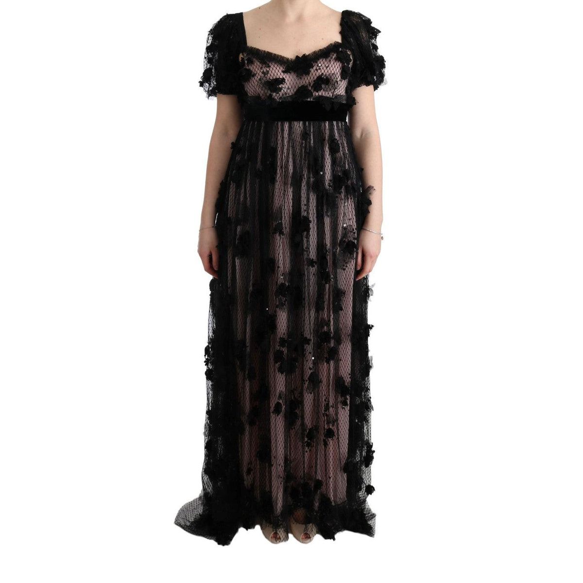 Dolce & Gabbana Elegant Floral Applique Full Length Dress