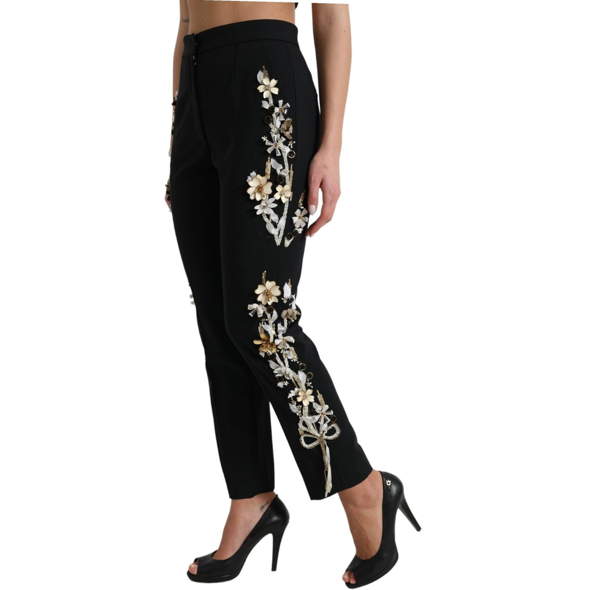 Dolce & Gabbana Elegant High Waist Floral Tapered Pants