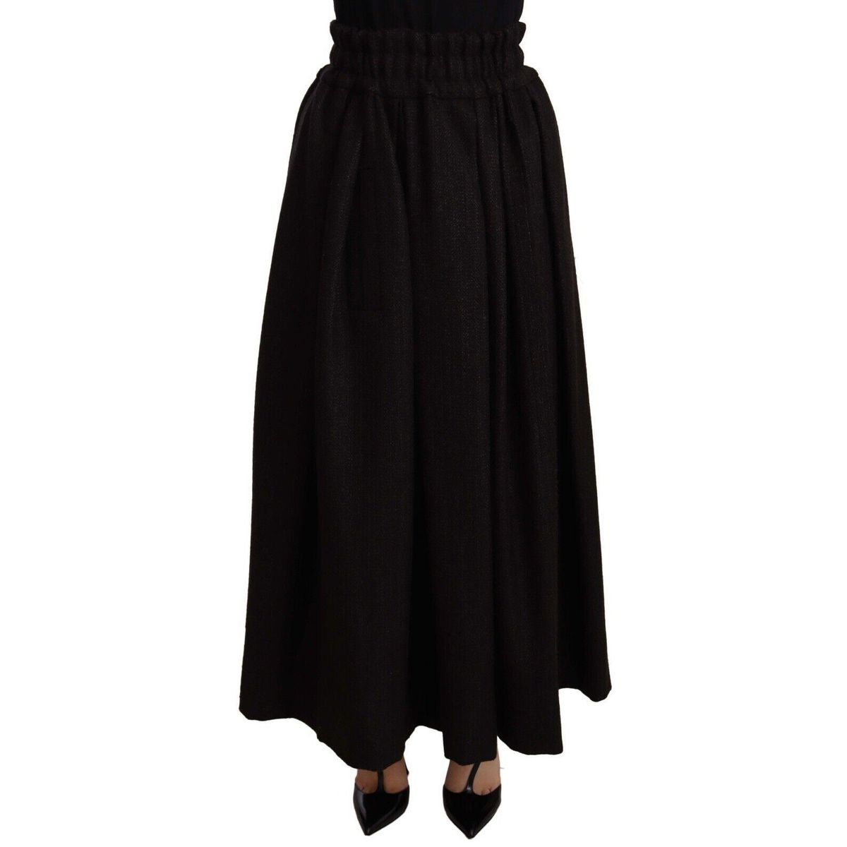 Dolce & Gabbana Elegant High Waist Maxi A-line Wool Skirt