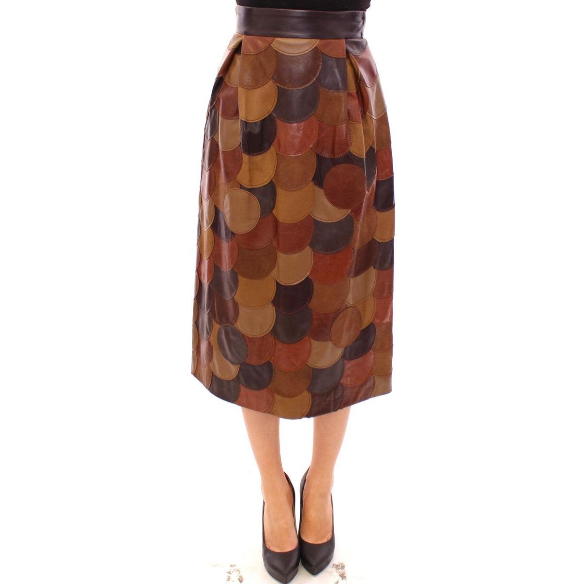 Dolce & Gabbana Elegant Leather Patchwork Skirt