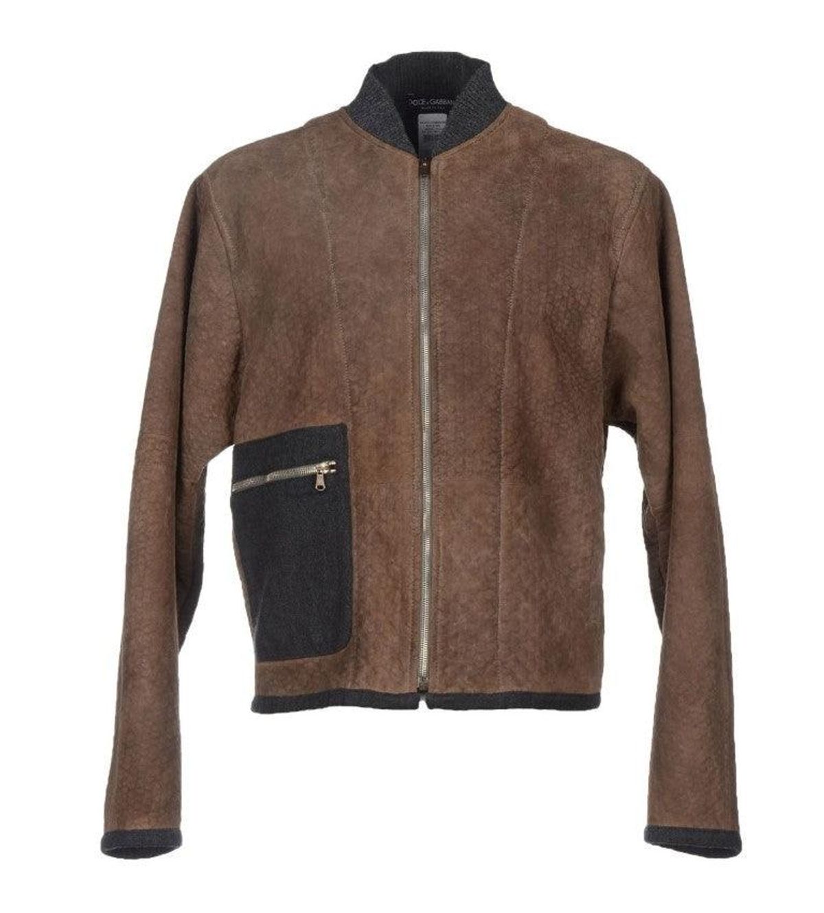 Dolce & Gabbana Elegant Leather & Wool Blend Jacket