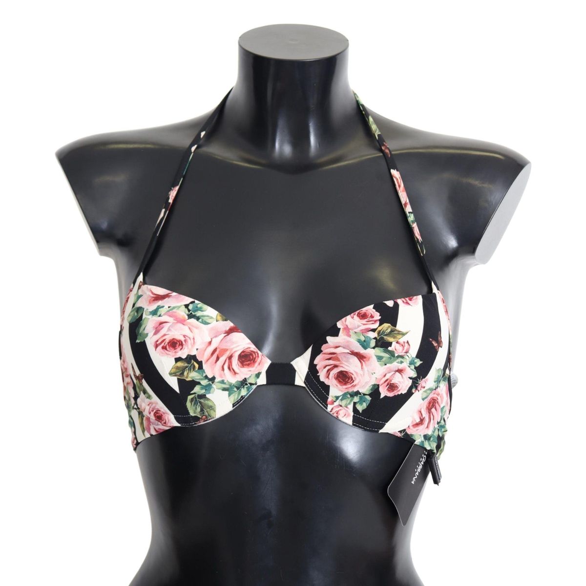 Dolce & Gabbana Elegant Rose Print Bikini Top