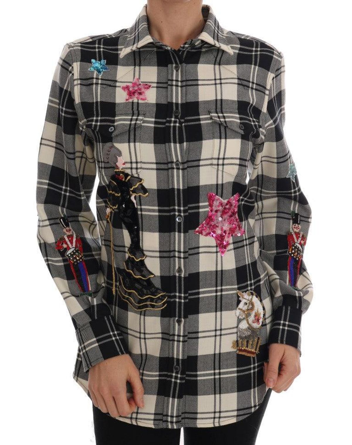 Dolce & Gabbana Enchanted Sequin Checkered Wool Shirt