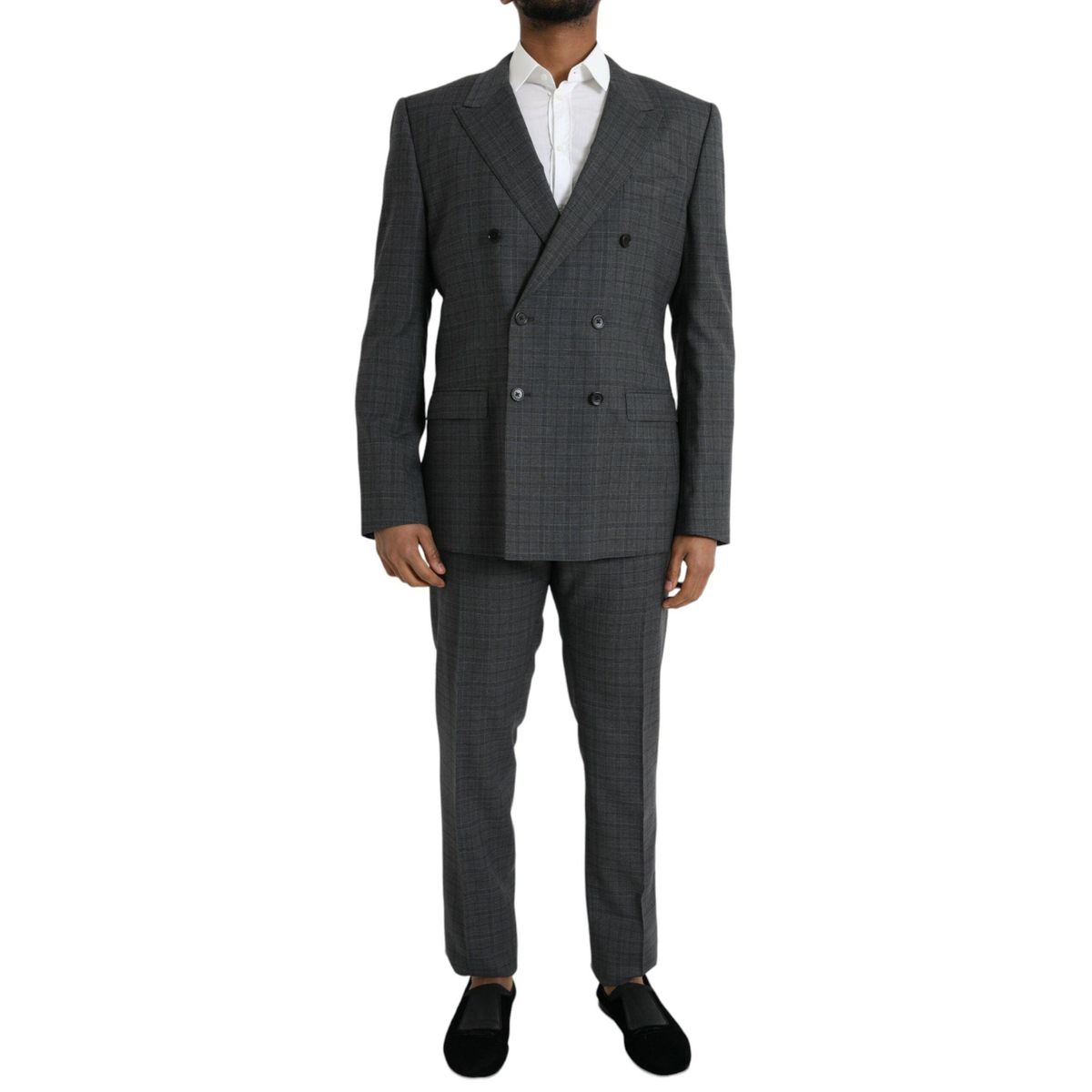 Dolce & Gabbana Gray Plaid Wool MARTINI Formal 2 Piece Suit