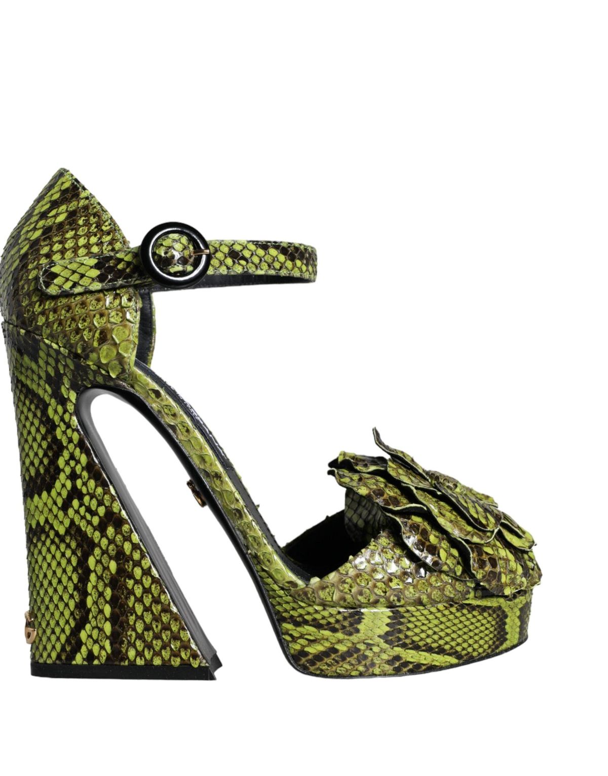 Dolce & Gabbana Green Exotic Leather Ankle Strap Heels SandalerSko