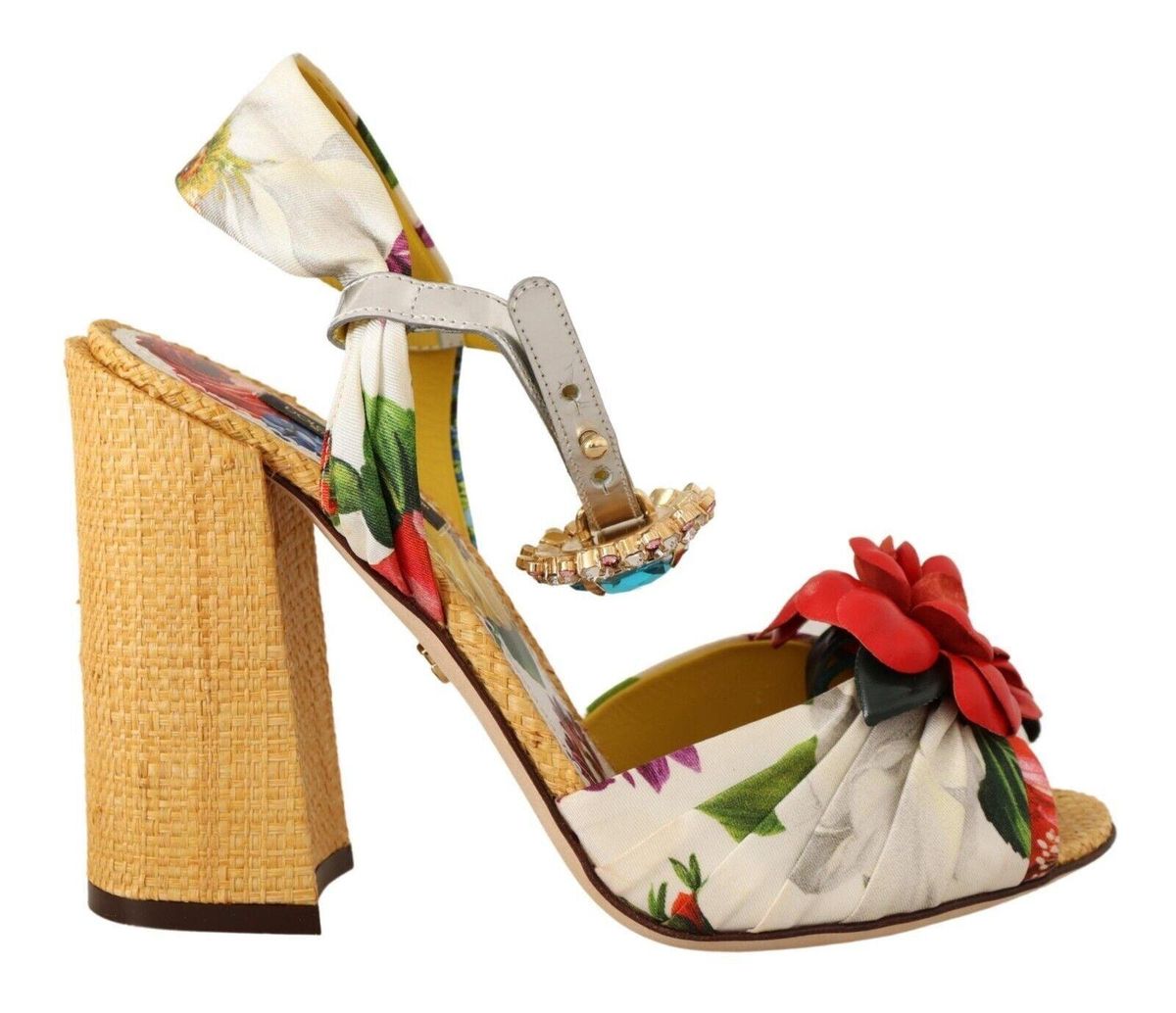 Dolce & Gabbana Multicolor Crystal Embellished Heel Sandalers