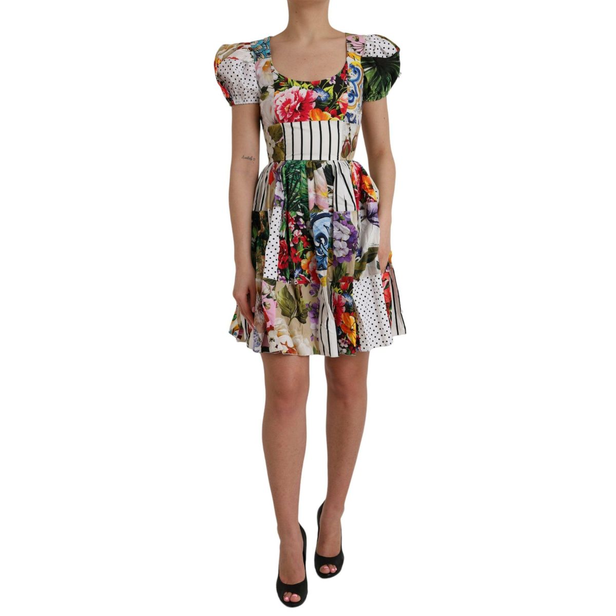 Dolce & Gabbana Multicolor Patchwork Cotton Aline Mini Dress