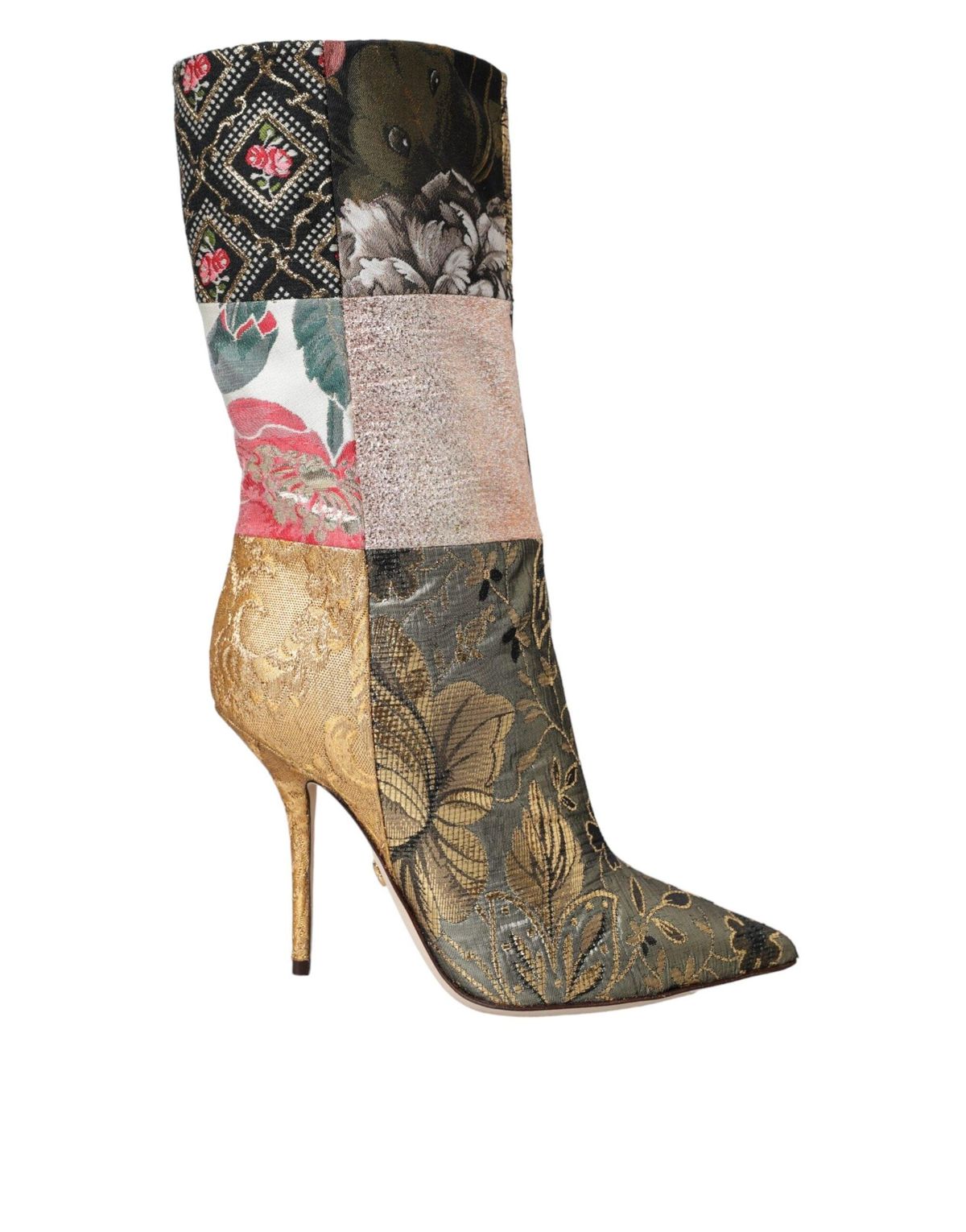 Dolce & Gabbana Multicolor Patchwork Print Heeled Boots Sko