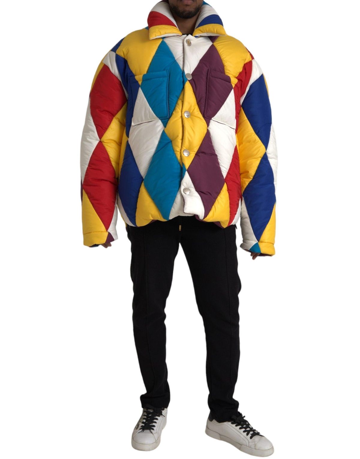 Dolce & Gabbana Multicolor Windbreaker Puffer Jacket Herre