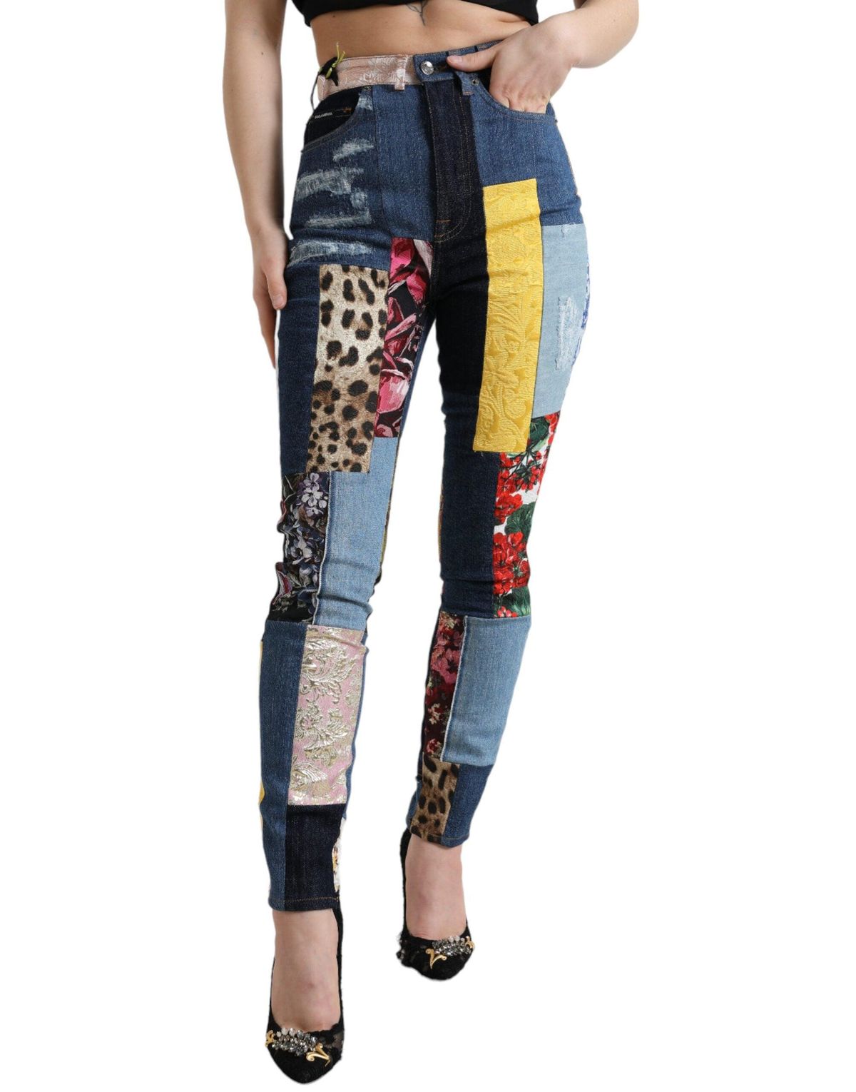 Dolce & Gabbana Multifarve Patchwork GRACE Skinny Denim Jeans