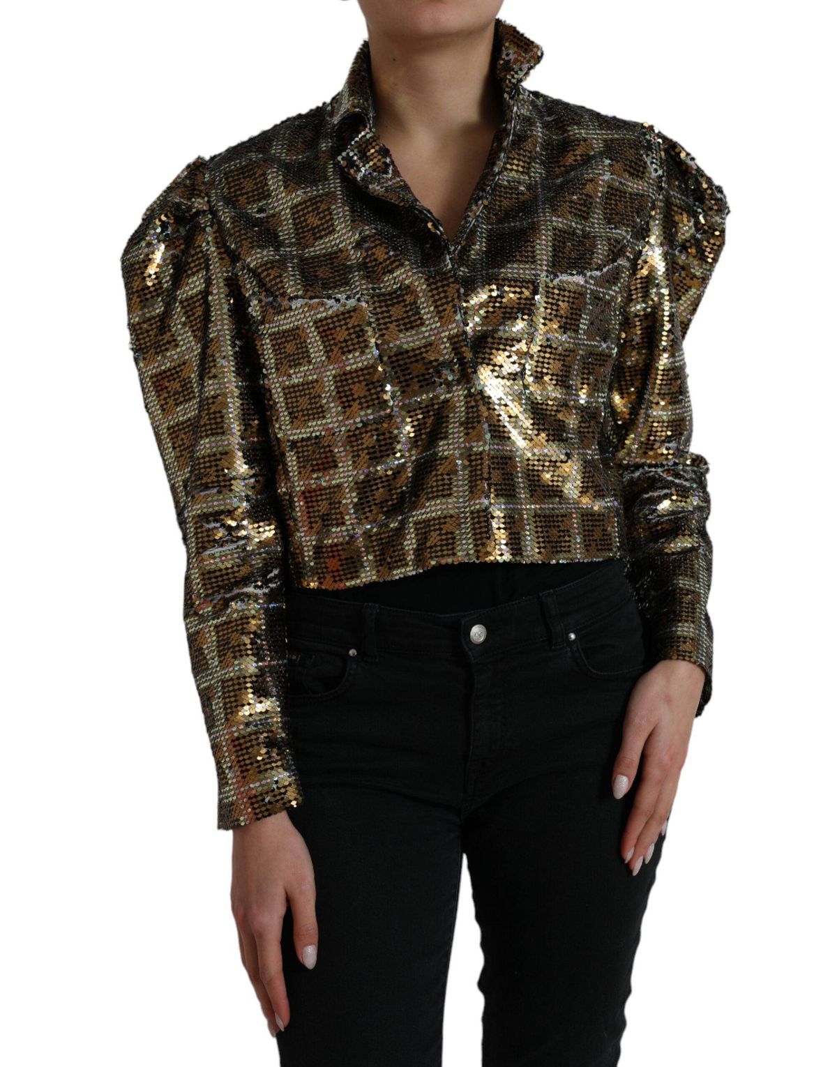 Dolce & Gabbana Multifarve Polyester Sequined Cropped Jakke & Frakke