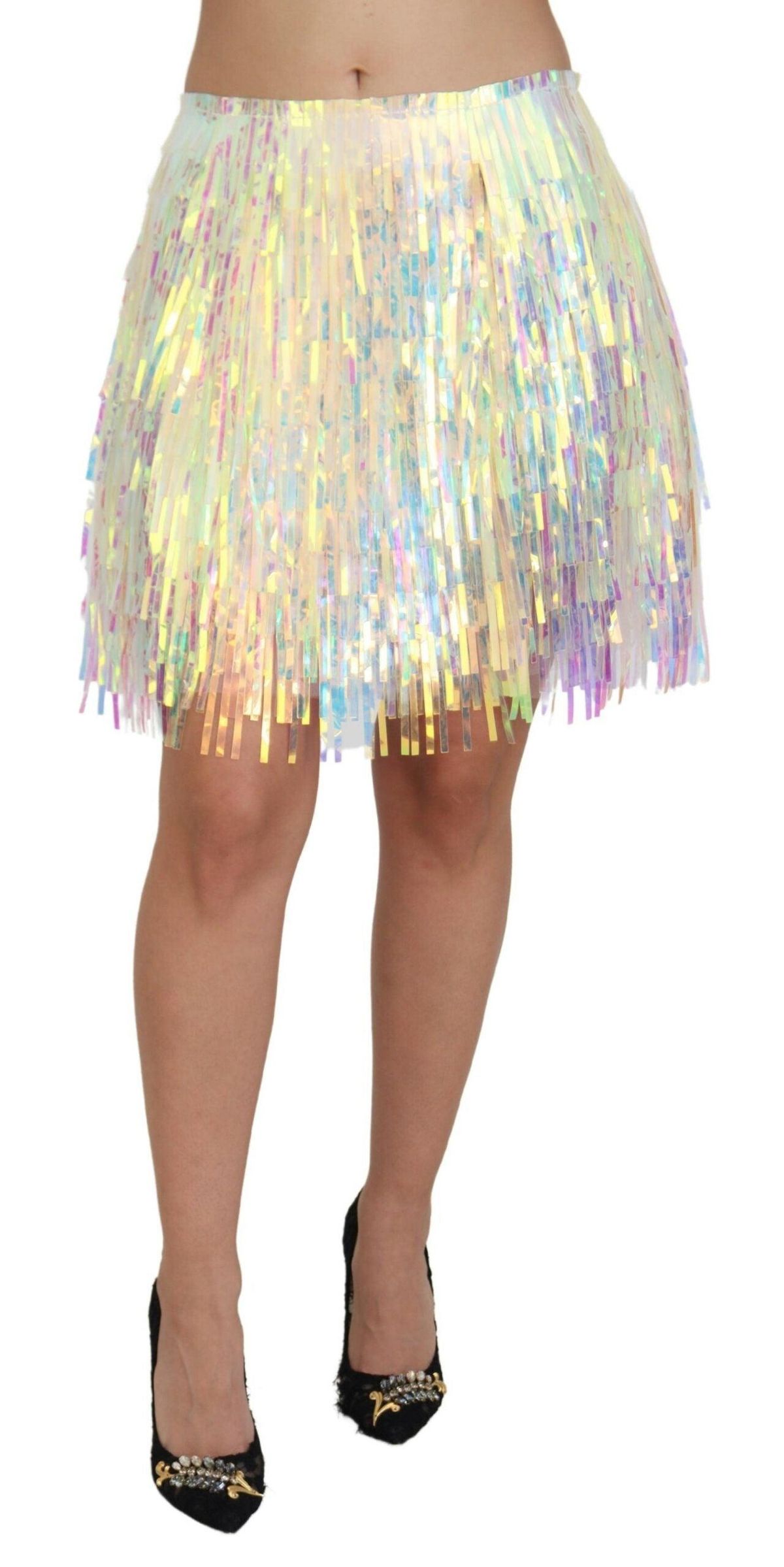 Dolce & Gabbana Multifarver Iridescent Fringed Tulle Skirt