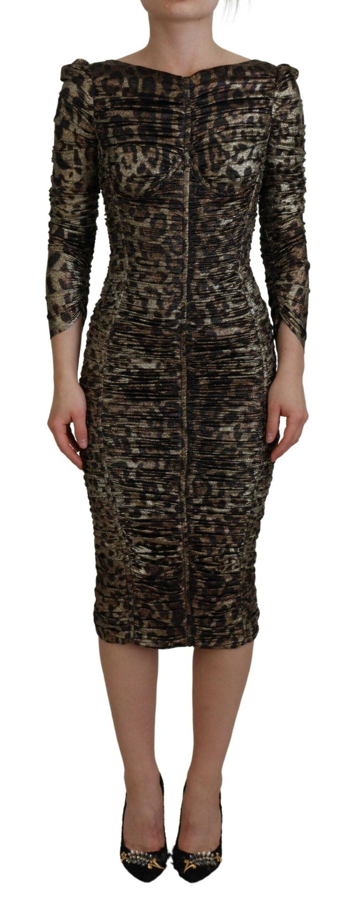 Dolce & Gabbana Multifarver Leopard Bodycon Sheath Midi Kjole