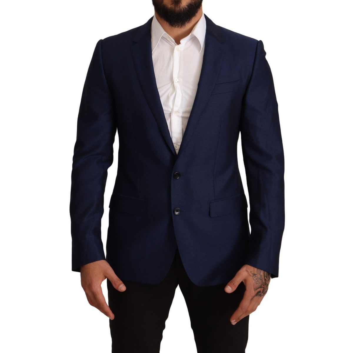 Dolce & Gabbana Navy Blue Virgin Wool Martini Blazer