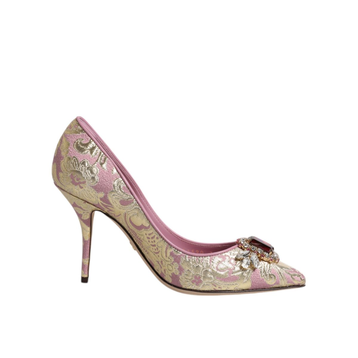 Dolce & Gabbana Pink Gold Jacquard Crystal High Heels Pumps Shoes