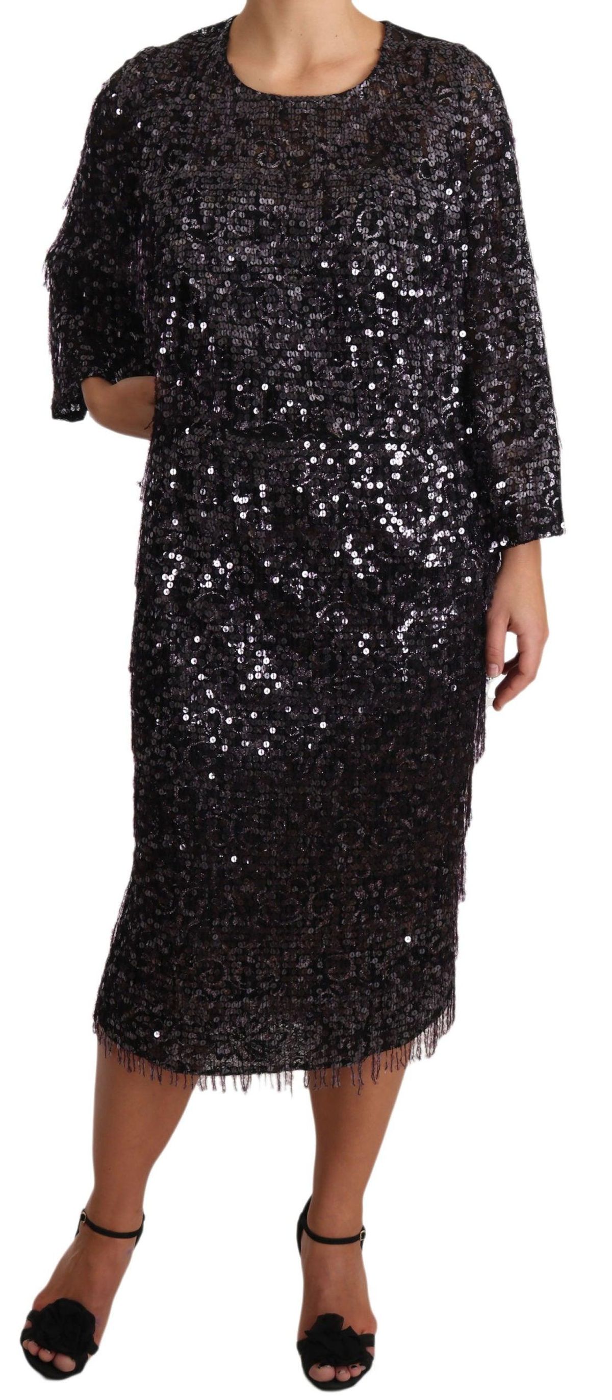 Dolce & Gabbana Sequined Shift Midi Dress - Timeless Elegance