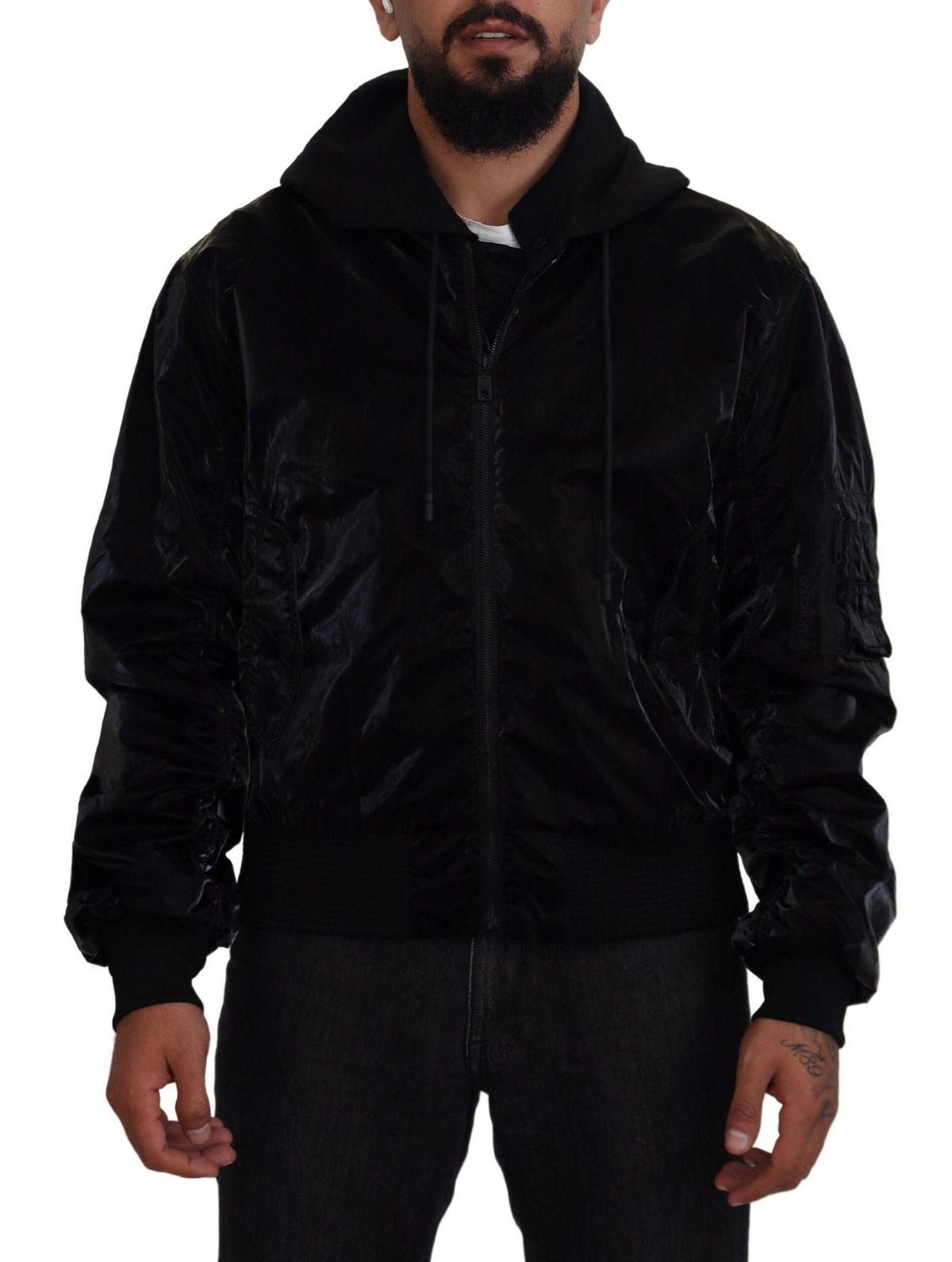 Dolce & Gabbana Sort Nylon Bomber Jakke & Frakke