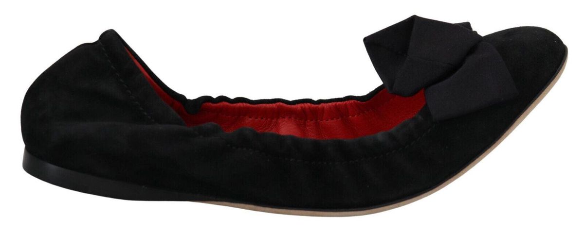 Dolce & Gabbana Sort Suede Flat Slip On Ballet Sko