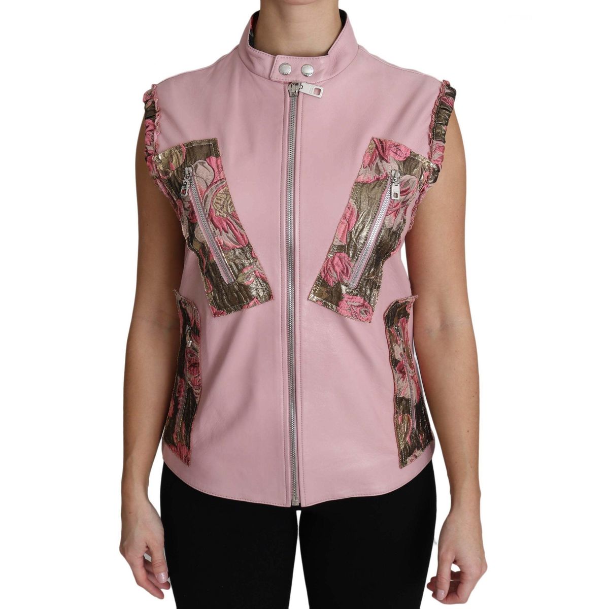 Dolce & Gabbana Stunning Pink Sleeveless Leather Vest