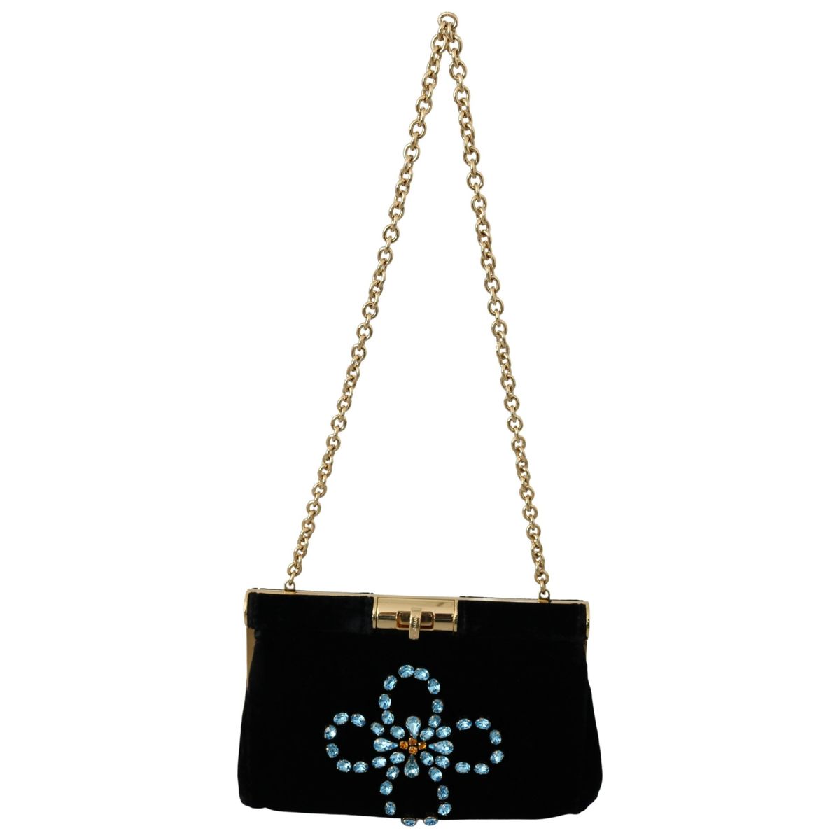 Dolce & Gabbana Velvet Evening Party Crossbody with Crystal Studs