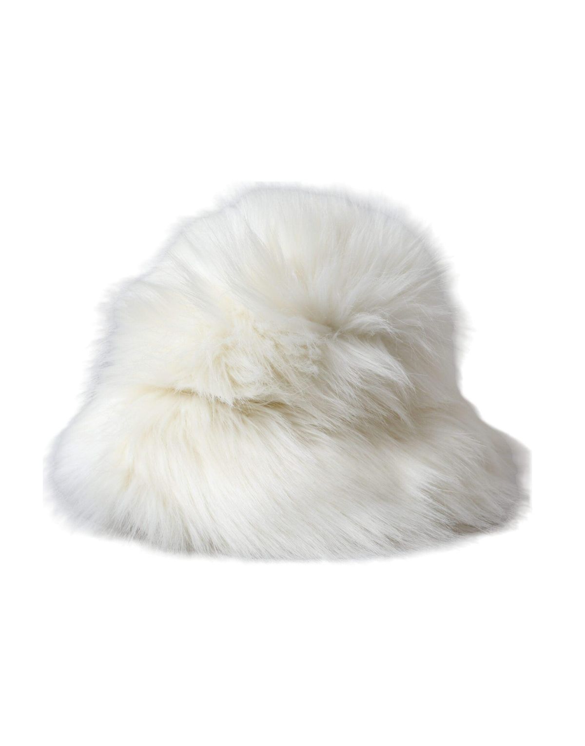 Dolce & Gabbana White Acrylic Fur Dames Bucket Hat