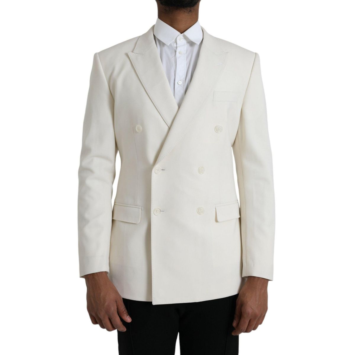 Dolce & Gabbana White Wool MARTINI Double Breasted Blazer