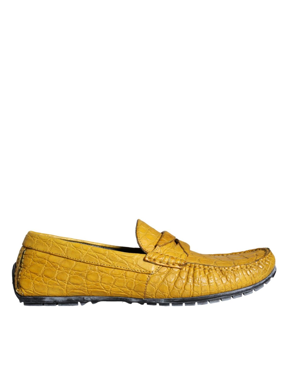 Dolce & Gabbana Yellow Leather Slip Mocassin Loafers Sko